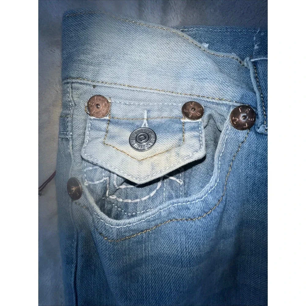 True Religion Billy Super T Baggy Grunge Y2k Denim Blue‎ Jeans 38x33 Made In USA